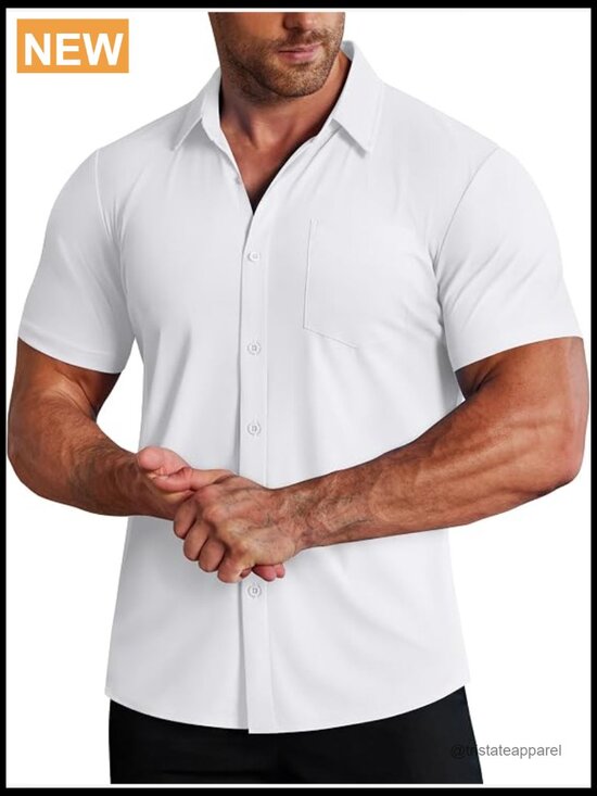 Other - Men's Muscle Fit Stretch Wrinkle-Free Short Sleeve Button Down Shirt